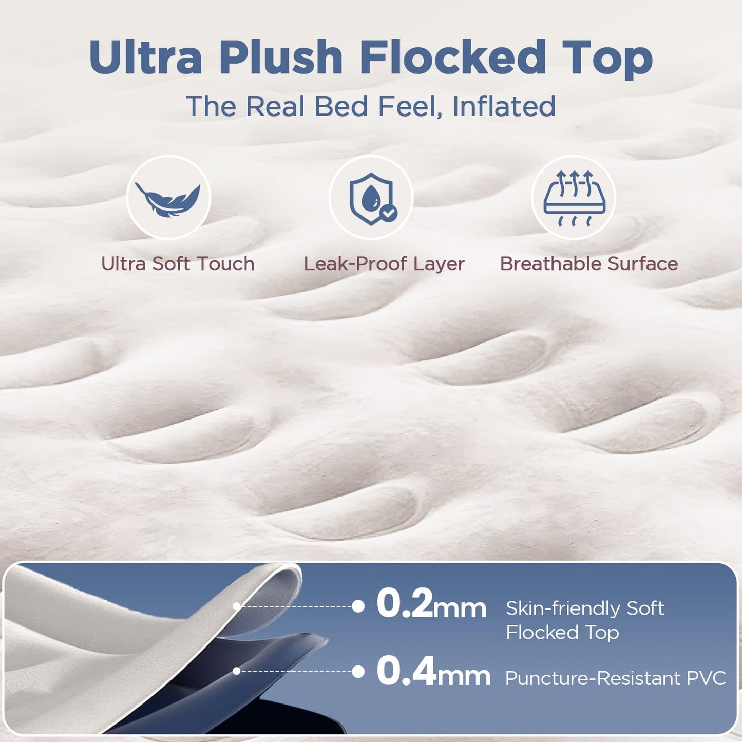 CHERIMOR Queen Air Mattress with Built in Pump, 18" Elevated Height, 48Hr Leak-Tested, Honeycomb Coil Support, 800 lbs Capacity, Fast 3-Min Inflation Blow Up Mattress for Guest Room & Sleepover