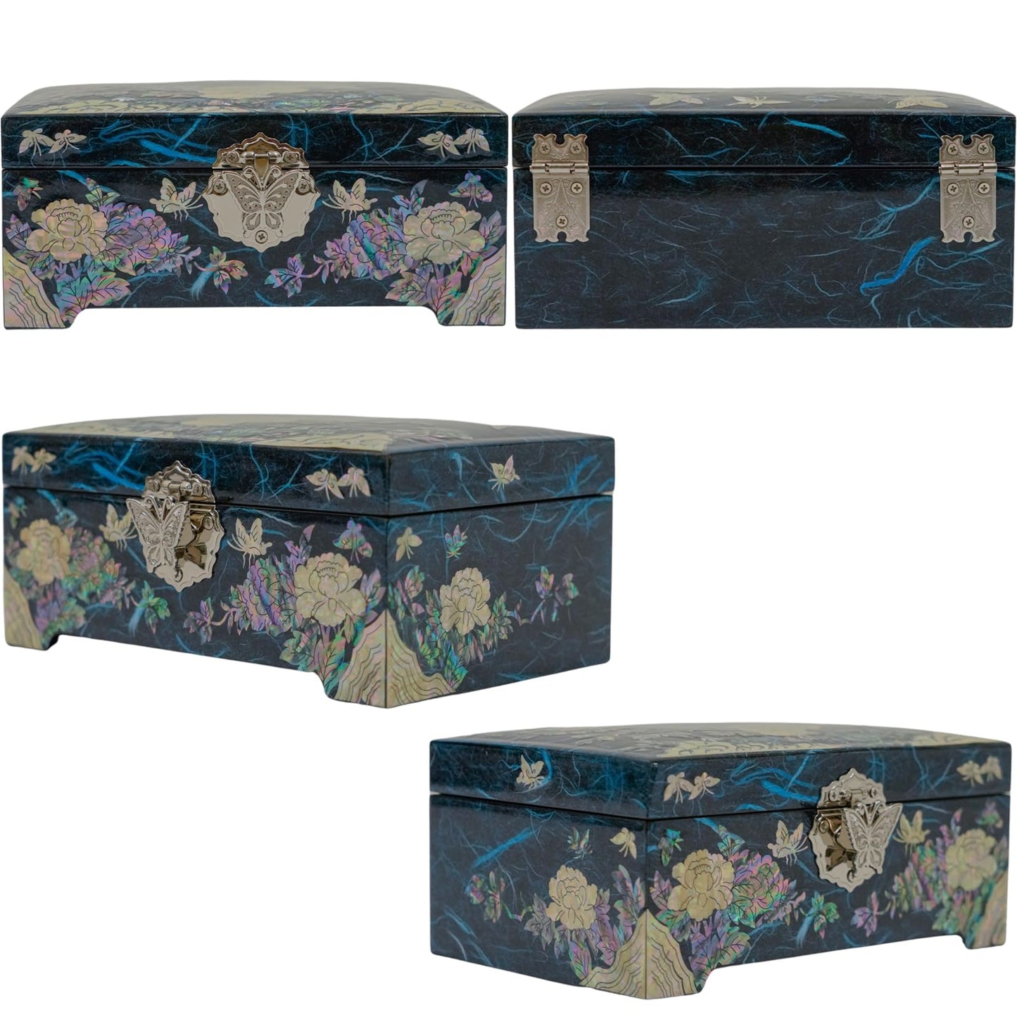 February Mountain Mother of Pearl Jewelry Organizer Box with Ring Tray - Gifts for Women Unique gift for women who have everything