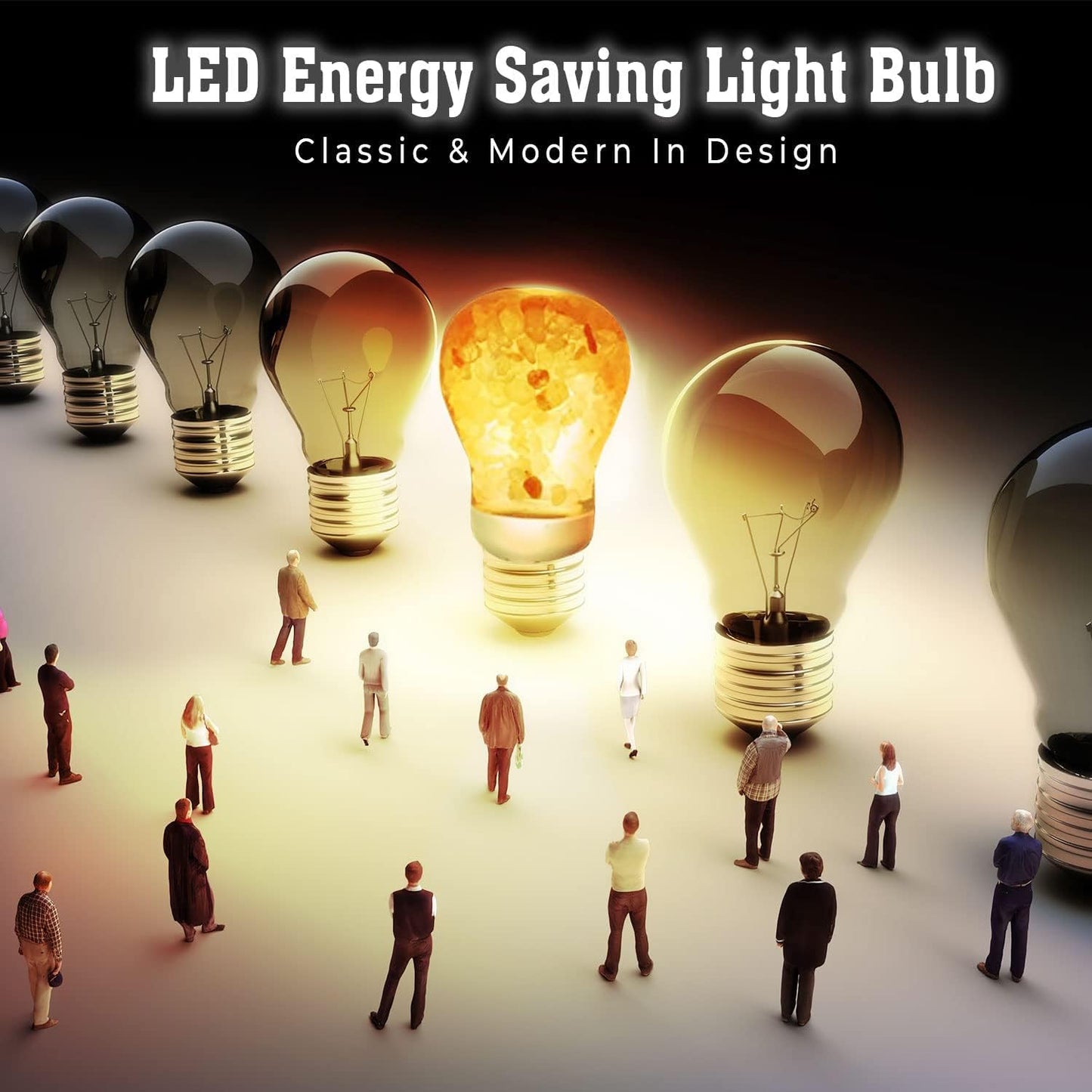 Himalayan Glow Natural Pink Salt LED Light Bulb, Warm Amber Glow - 60 Watt Equivalent light Bulb, Dimmable, E26 Edison light bulb for Homes, Decor, Offices