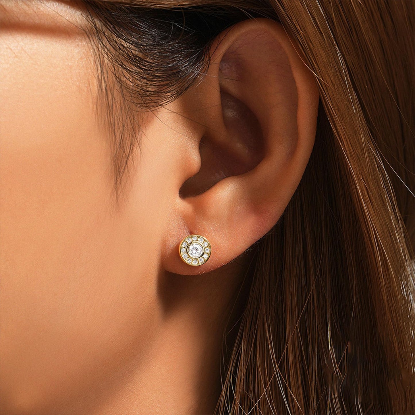 Lymphatic Earrings for Women Halolux Lymphvity Germanium Therapy Earrings Lymphatic Drainage Earring Lymph Detox Earring Cute CZ Stud (Gold+Silver)
