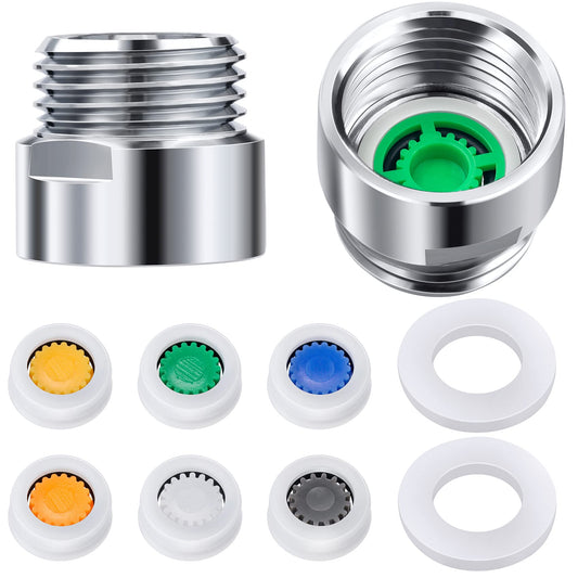 PAGOW 10 Shower Flow Reducer Limiter Set, gpm 1.5/1.8/2.0/2.2/2.5/3.0 Shower Head Flow Restrictor, 2 Pcs Washers, 2 Pcs 1/2 Inch Restrictor Valves, Water Flow Saver Adapter Set for Handheld Shower