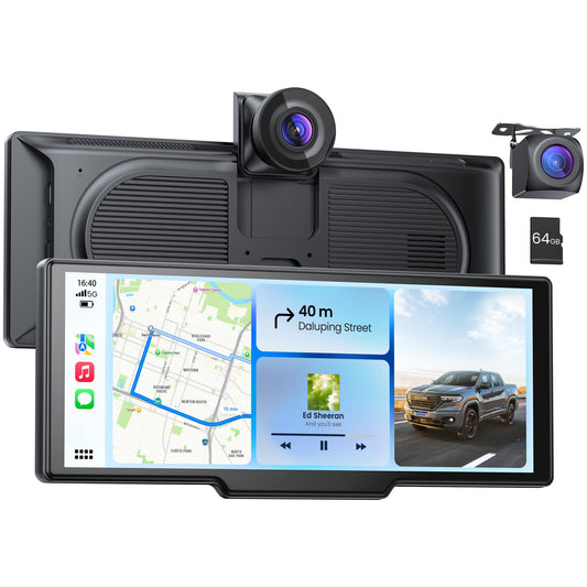 Avaett 9.26" Portable CarPlay Screen for Apple Carplay & Android Auto with 4K Dash Cam & HD Backup Camera, Wireless Car Play with Strongest Bluetooth 5.2, OTA Updates, Voice Control, GPS Navigation