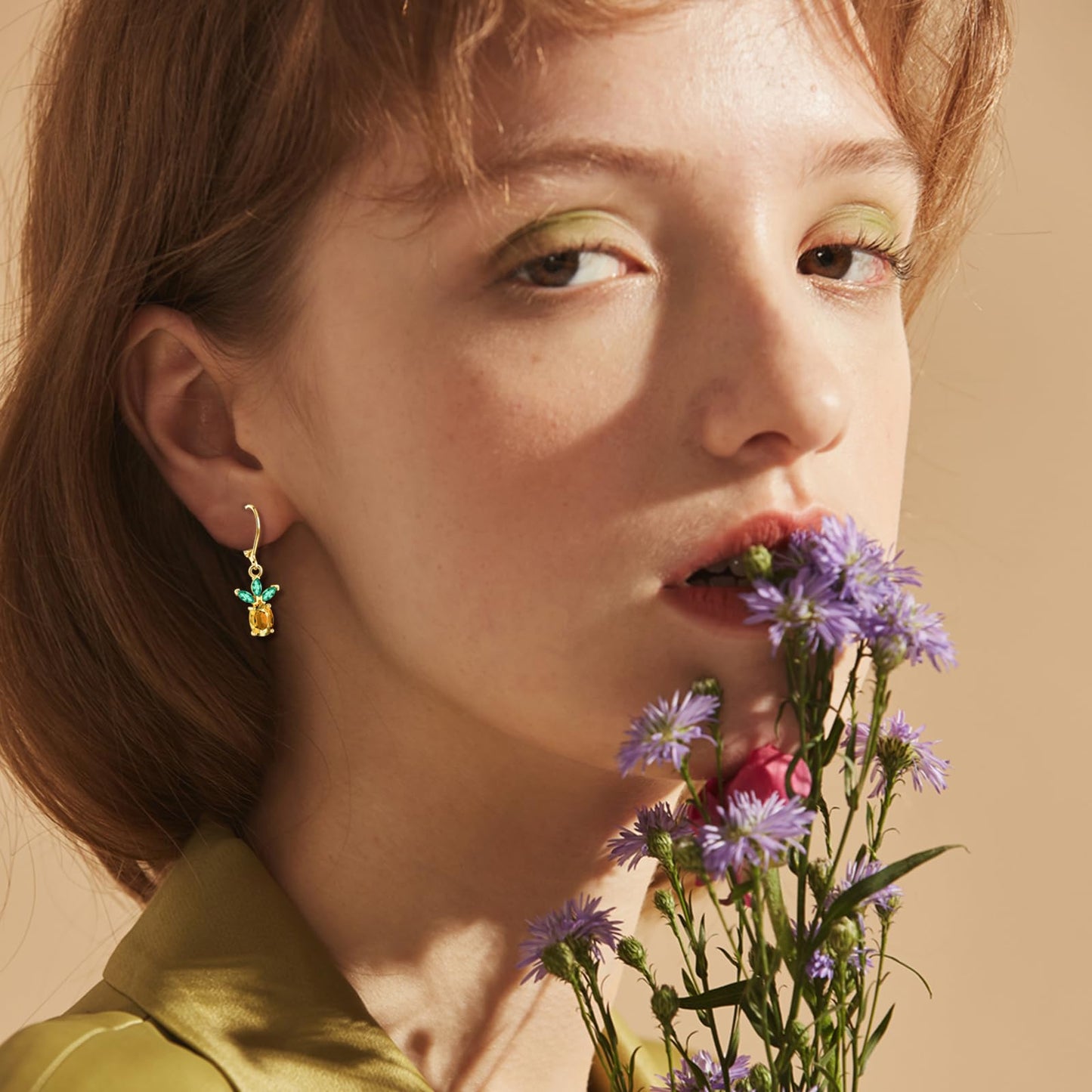 HELORET Pineapple Earrings Leverback Earrings Fruit Dangle Earrings Jewelry for Women