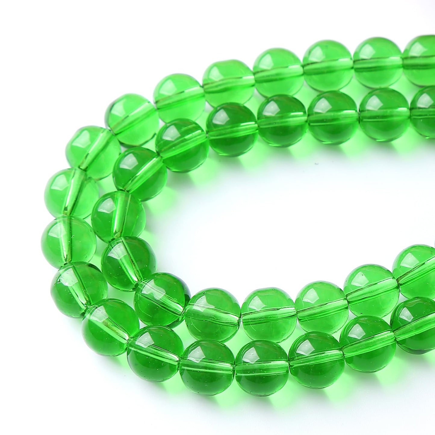 38pcs 10mm Smooth Green Crystal Glass Quartz Beads Round Loose Beads for Jewelry Making DIY Bracelet Necklace 15" Energy Healing Power Stone Beads (10mm, Green Crystal Glass)