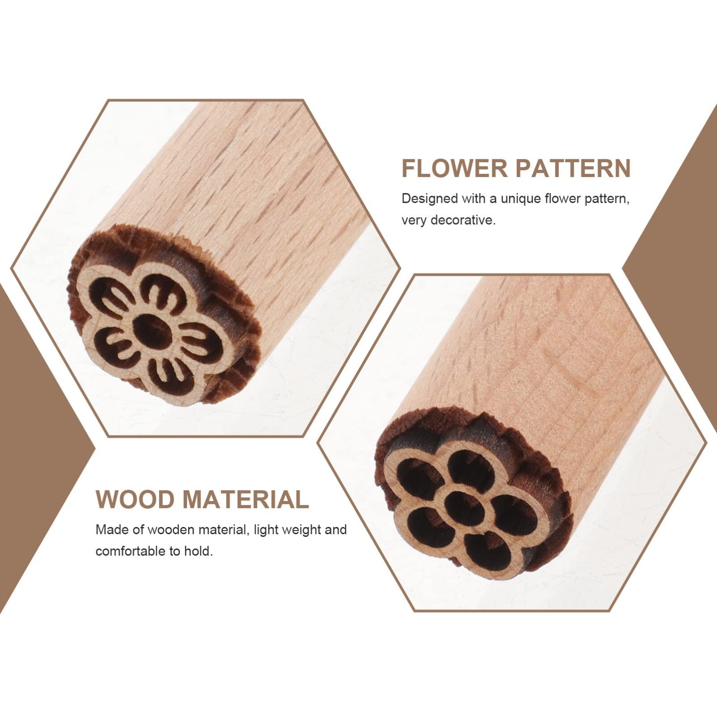 EXCEART 5Pcs Wood Texture Flower Stamps for Clay Pottery Crafting Natural Wooden Daisy Stamps for Scrapbooking and Kids Floral Art Projects