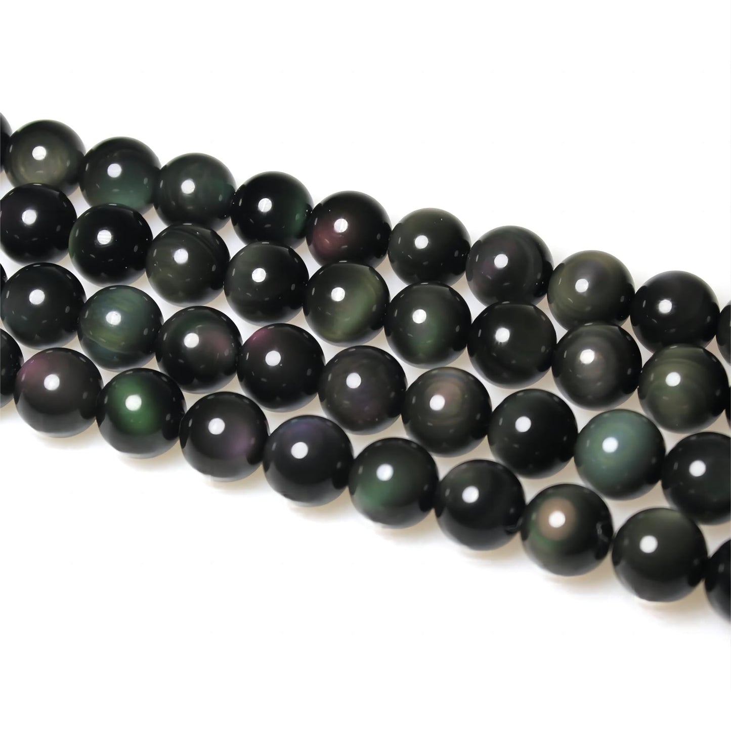 MJDCB Rare Collection Natural Stone Beads Rainbow Obsidian Round Loose Beads for Jewelry Making DIY Bracelet Necklace (10mm)