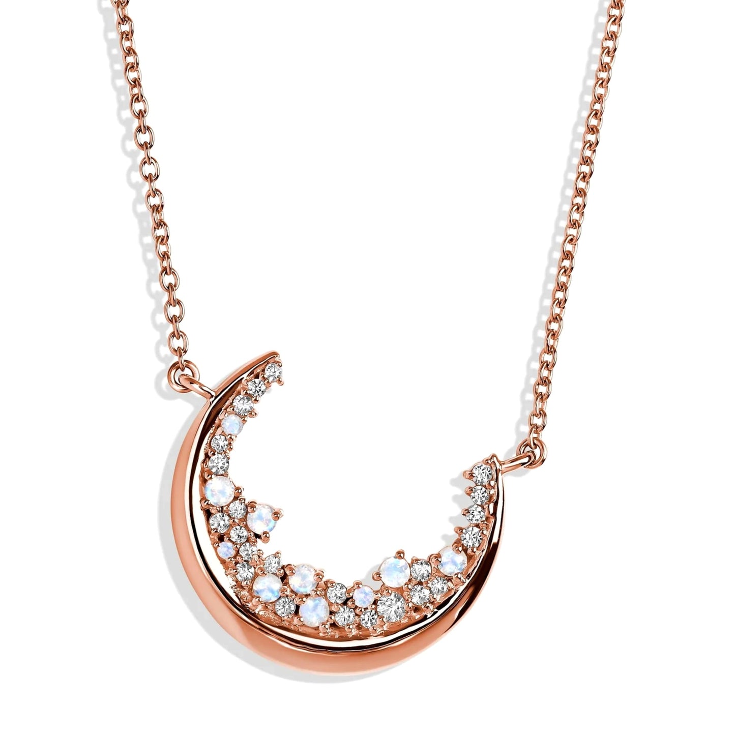 Moon Magic - Authentic Moonstone Necklace for Women | Onyx, Black Obsidian Necklaces/Real 925 Sterling Silver/18k Rose and Yellow Gold Enchanted Crystal Necklace for Women | Genuine Gemstone Jewelry
