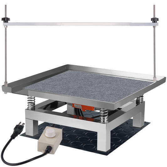 BIZOEPRO Concrete Vibration Table, 110V 120W, 19.7x19.7in 50x50cm Stainless Steel 77 lbs, with Detachable and Adjustable Bracket, Speed Controller, Vibrating Test Bench, Remove Air Bubbles Level Tool