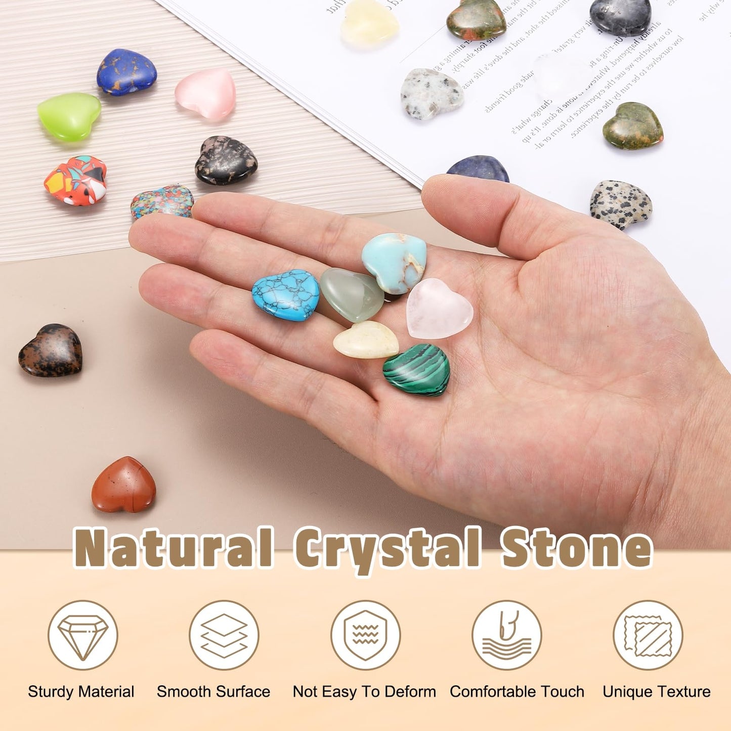 PATIKIL 10Pcs Natural Heart Shaped Crystal Stone, 0.8" Polished Love Gemstone Crystal, Pocket Rock Engraved Worry Stones for Women Valentines Gift Meditation 0.24" Thick, Mahogany Obsidian
