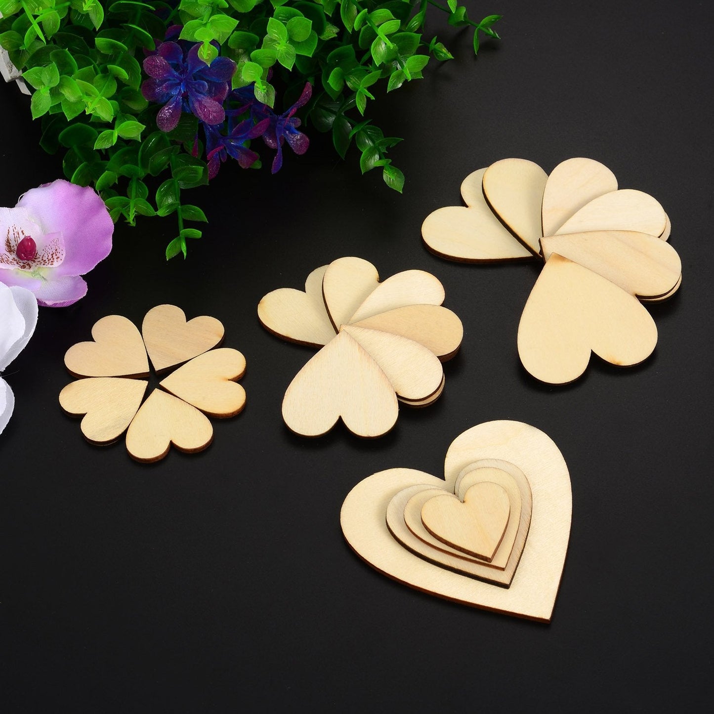 Outus 160 Pieces Valentine Blank Wood Heart Embellishments Wood Heart Slices for Wedding, Valentine, DIY, Arts, Crafts, Card Making