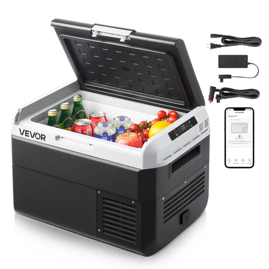 VEVOR 12 Volt Car Refrigerator, 26.4QT/25L Car Fridge, Portable Electric Cooler with -4℉~68℉ Adjustable Temperature, 12/24V DC and 100-240V AC Compressor Freezer for Outdoor, Camping, Travel, RV