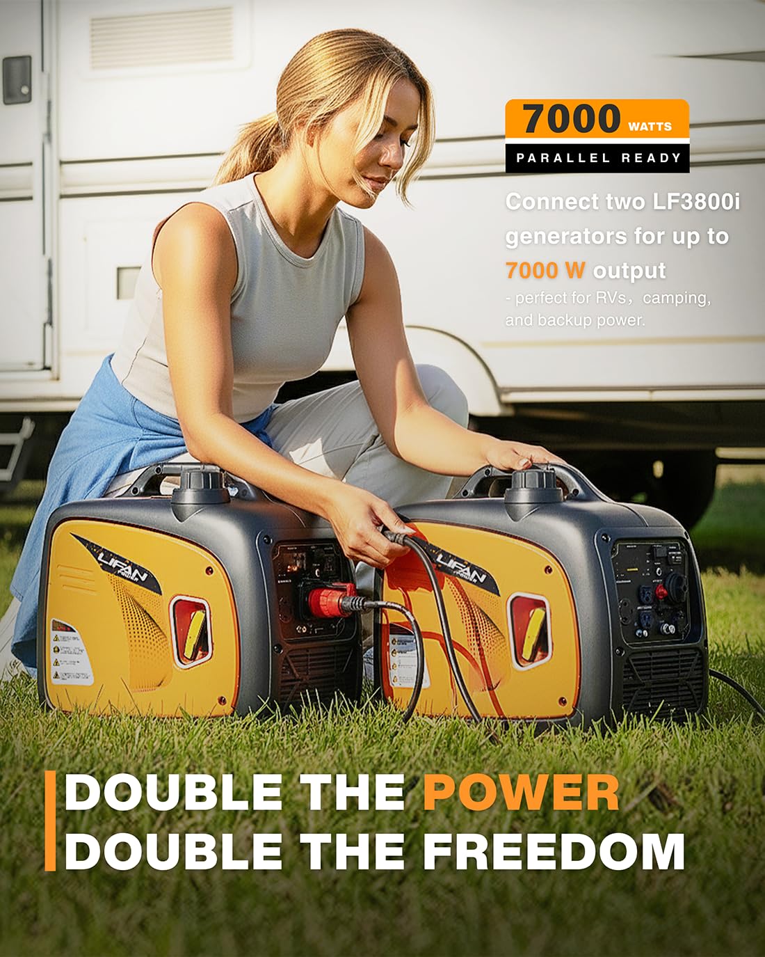 LIFAN 3500W Portable Inverter Generator for Home Backup, Super Quiet Gas Powered Generator for RV Camping Outdoor Use, ECO Mode, EPA Compliant, Parallel Ready with CO-MINDER Safety
