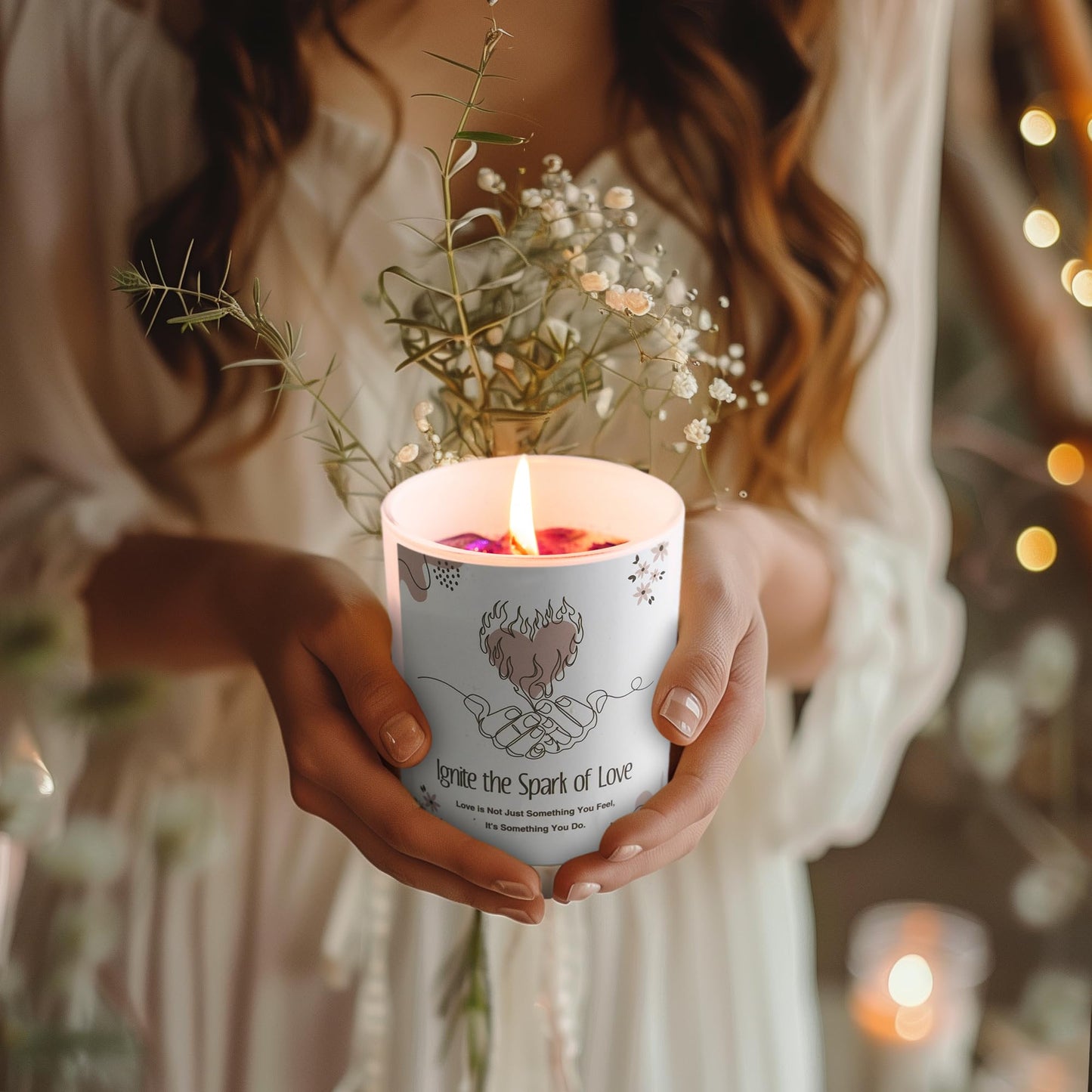 Love Candle Anniversary Wedding Gifts, Engagement Gift, Amethyst Crystal Candle, Couple Gifts for Her, Men, Women, Husband, Wife, Girlfriend, Valentine’s Day, Christmas, Birthday, Rose Scented Candle