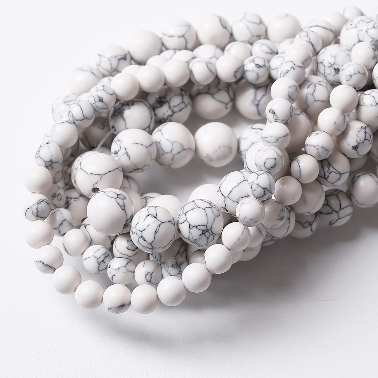 45PCS 8MM White Howlite Turquoises Round Loose Beads Natural Gemstone Beads for Jewelry Making DIY Bracelet Necklace 15"