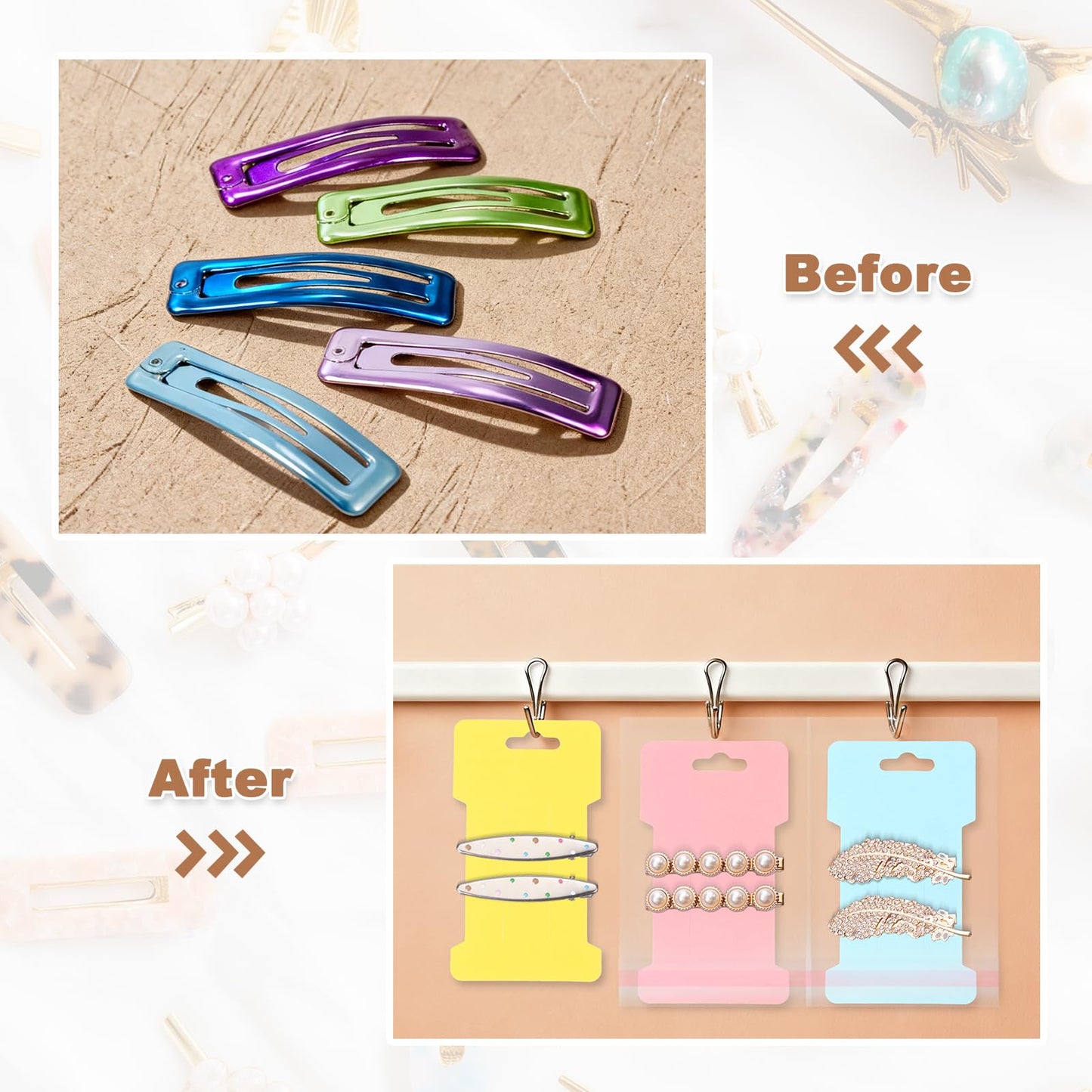 PATIKIL 200Pcs Hair Clip Display Cards, 4.5"x2.6" Kraft Paper Hair Bow Clips Holder Card Rectangle Cardboard for Barrette Headband Jewelry Accessory Organizing Selling, Blue