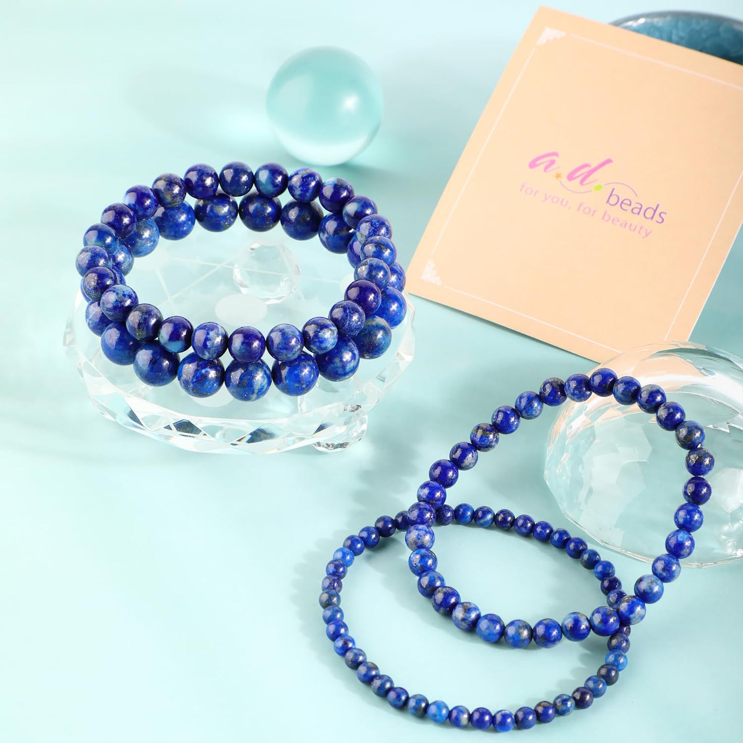 AD Beads 4mm Handmade Lapis Elastic Bracelet – Natural Gemstone for Profession Success – Meditation, Yoga, Healing and Energy Gift for Men Women