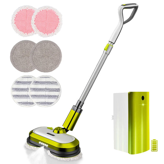 VMAI Cordless Electric Mop with Water Spray & Detachable Battery, Rechargeable Floor Spin Mop & Scrubber with LED Headlights, Washable Pads, Lightweight for Hardwood Tile Marble Floor Cleaning