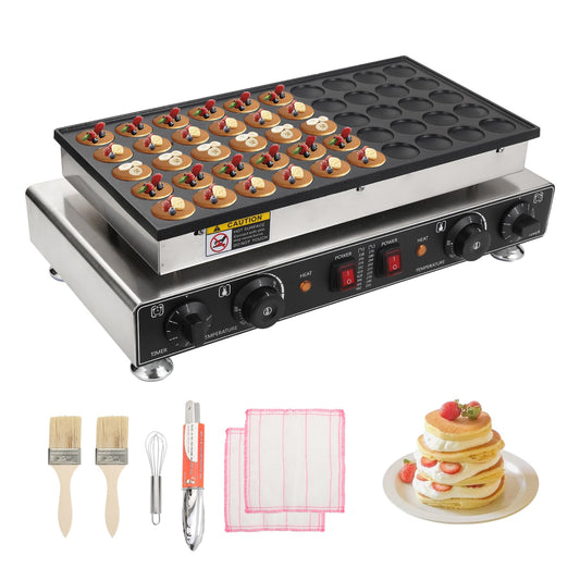 Heuyrao 50PCS Mini Dutch Pancake Baker, 110V 1800W Commercial Pancake Maker Machine, 1.6 Inches Electric Nonstick Pancake Maker, Commercial Muffin Maker for Home Kitchen & Restaurant