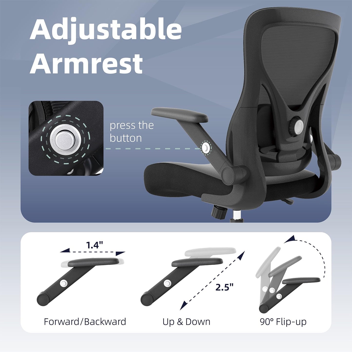 ralex-chair 8Pack Office Chair Ergonomic with Adjustable Lumbar Support,Desk Chair with Mesh Back& PU Leather Seat,Computer Chair with 3D Flip-up Armrest, Comfortable for Work,Home，Conference Room