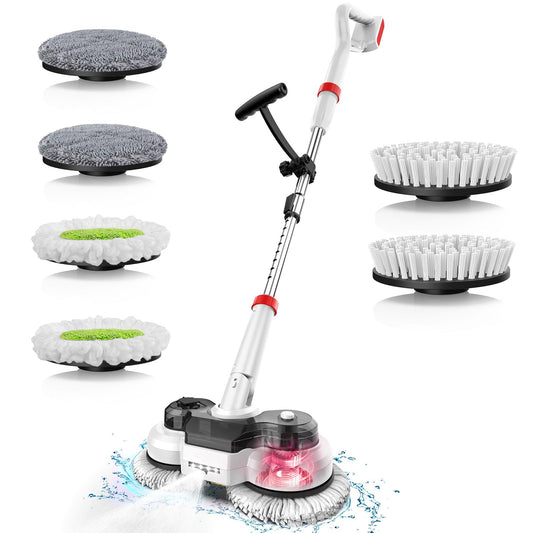 Cordless Electric Mop for Milwaukee M18 Battery (NO Battery), 2 In 1 Spin Mop & Floor Scrubber Machine with LED Light & Water Spray, 800 RPM Electric Mops for Floor Cleaning, Hardwood,Tile,Toilet,Tub