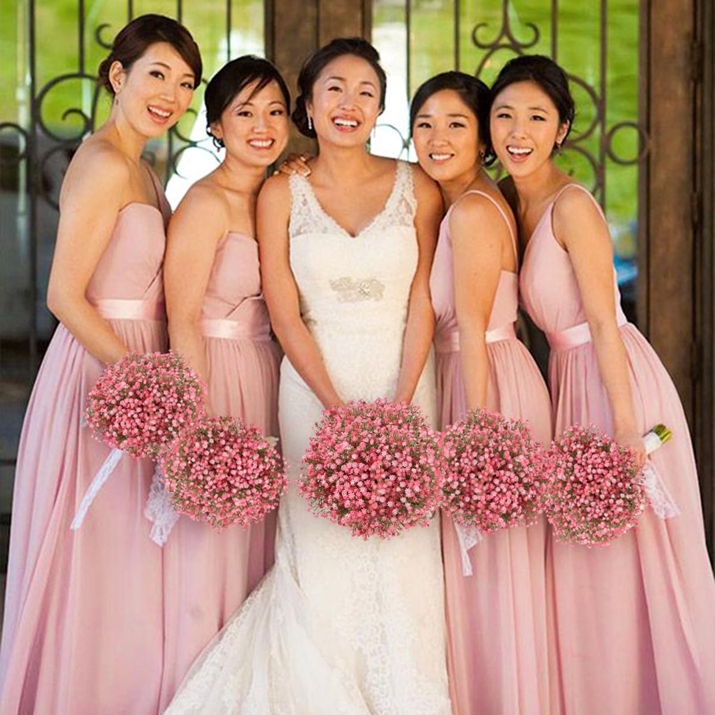 Pusuny Baby Breath Flowers Artificial Bulk,15 Pcs Gypsophila Faux Pink Flowers Fake Baby Breath Real Touch Flowers Bouquets for Bride Wedding Decorations Party Floral Arrangements DIY (Pink)