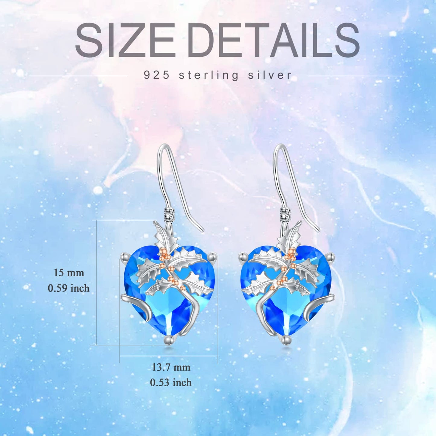 TOUPOP Topaz December Birthstone Earrings 925 Sterling Silver December Birth Flower Holly Earrings Jewelry Birthday Mothers Day Gifts for Women Mom Her
