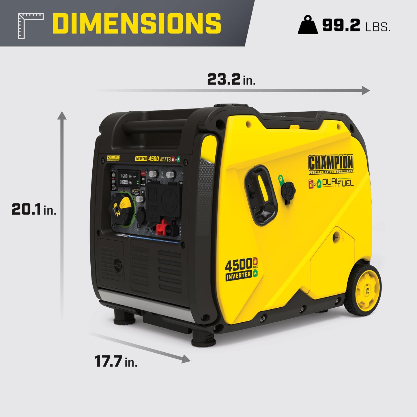 Champion Power Equipment 4500-Watt Electric Start Dual Fuel RV Ready Portable Inverter Generator with Quiet Technology and CO Shield
