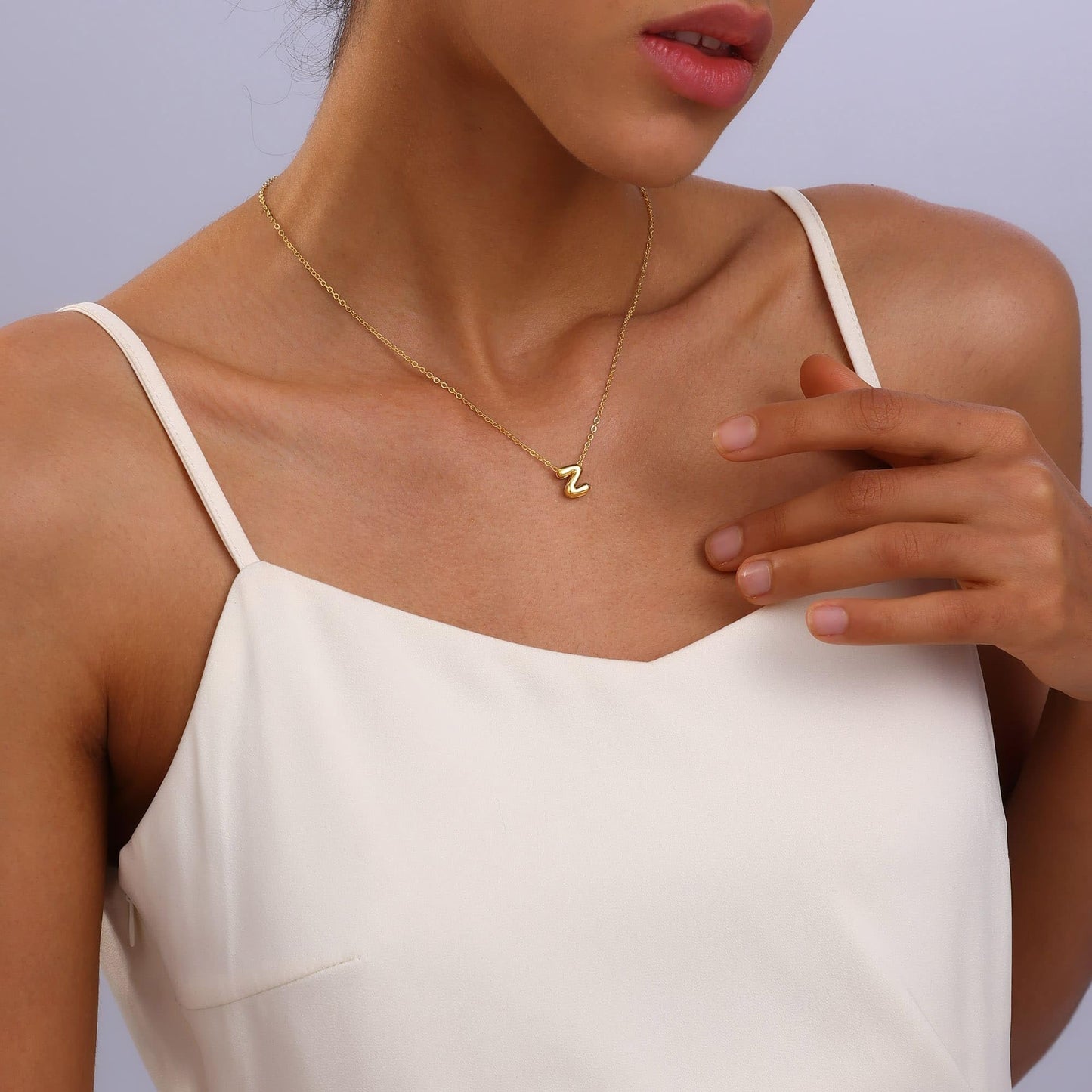 CUEZIY 14K Gold Plated Bubble Letter Necklace Initial Necklaces for Women Dainty Personalized Charm Pendant Name Necklace Cute Non Tarnish Fashion Accessories Teen Gift Trendy Stuff Jewelry Gifts