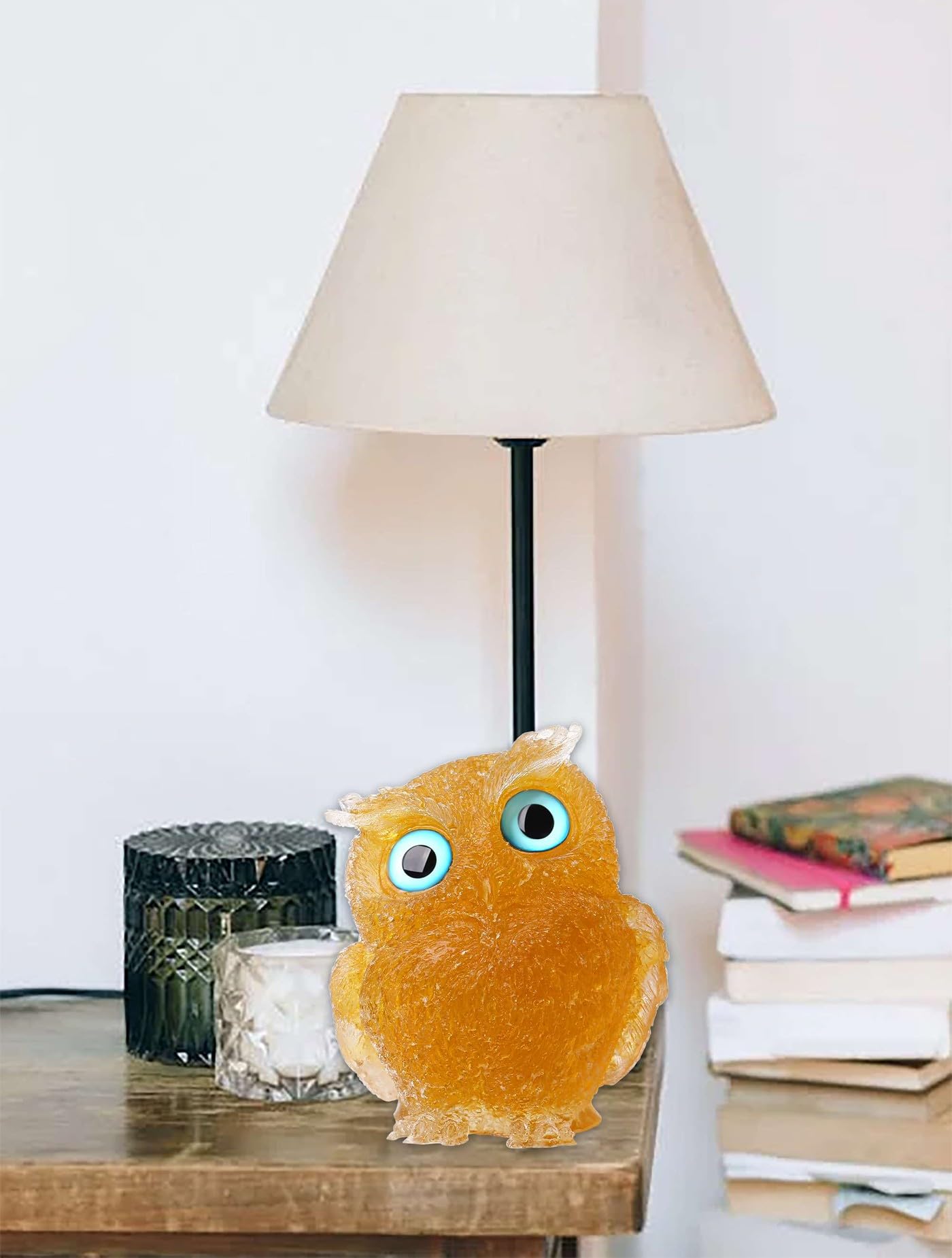 LAIDANLA 2.4" Citrine Owl Figurine Natural Healing Crystal Cute Owl Animal Statue Pocket Sculpture Reiki Spiritual Energy Gemstone Home Office Room Desk Decor Gifts
