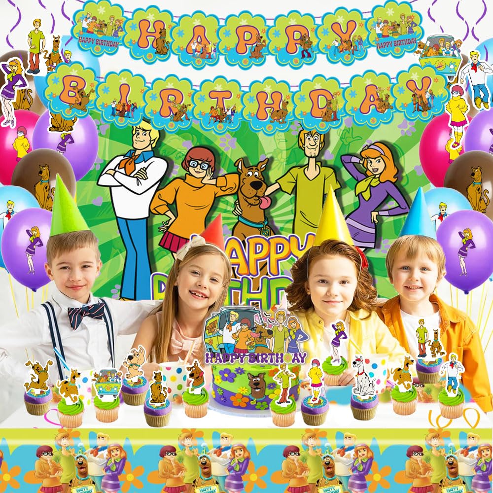 Dog Birthday Party Decorations Supplies, Including Birthday Banner, Tablecloth, Backdrop, Hanging Swirls, Balloons, Cake Toppers for Dog Party Supplies decorations