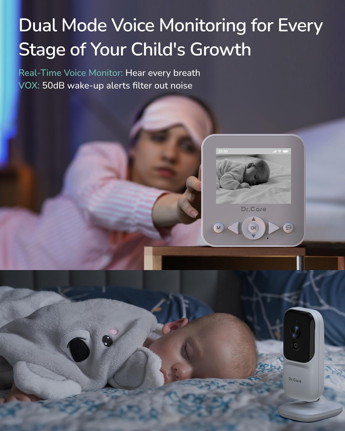NeoView Baby Monitor No WiFi with Belt Clip Design - 2.8” Screen, 2-Way Audio, Video Loop Recording, Night Vision, Real-Time/VOX Monitoring, Temperature Sensor, Lullabies (Supports Up to 128GB)