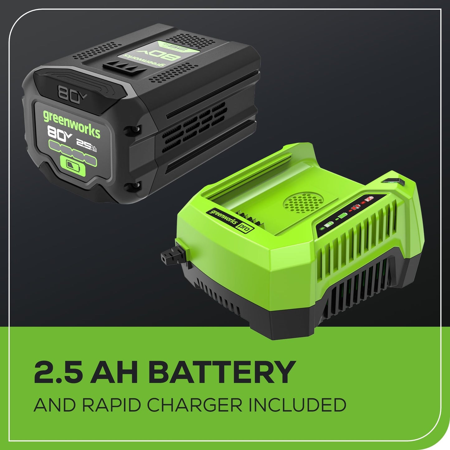 Greenworks 80V (700 CFM / 170 MPH) Brushless Cordless Leaf Blower, Commercial-Grade Power, 40-Min Rapid Charger for Wet Leaves, Heavy Debris, Gravel and Driveway Snow, Includes 2.5Ah Battery & Charger