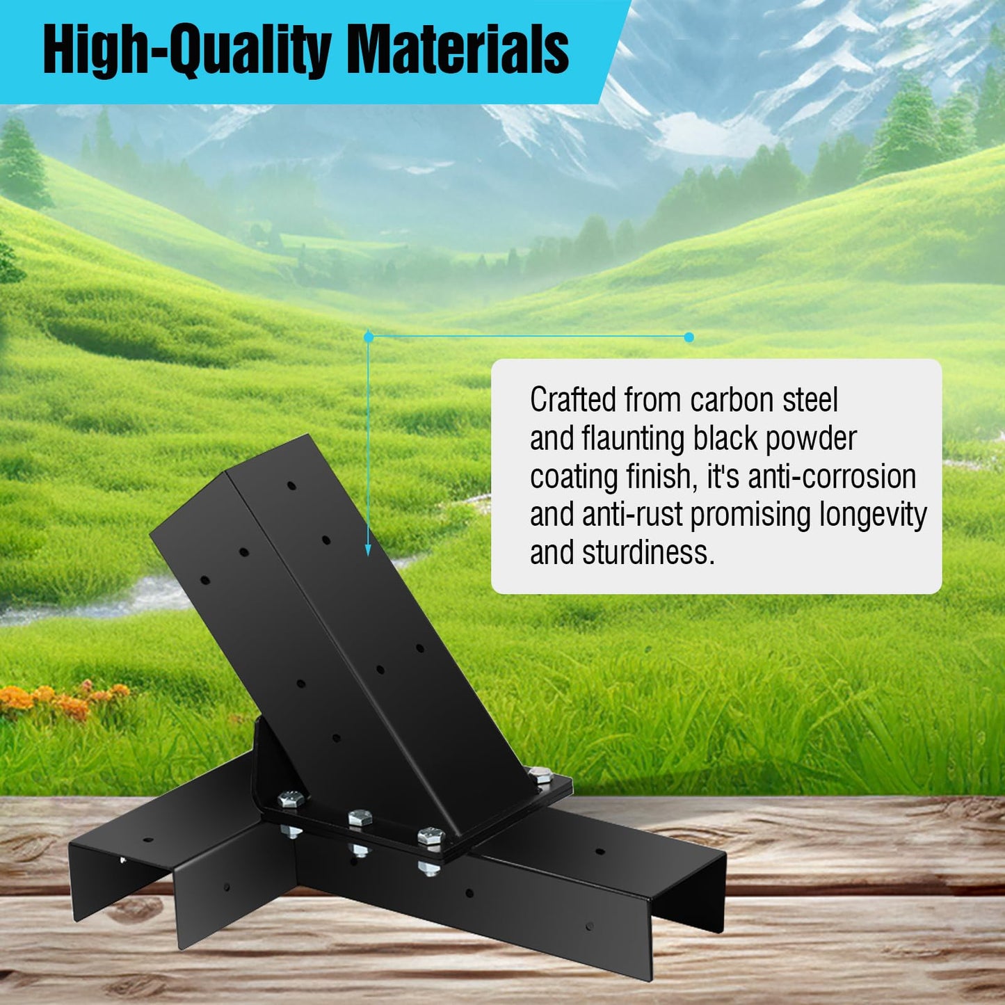 TOPTGO Hammock Stand Bracket, Heavy Duty DIY Hammock Bracket Kits Fit for 4" x 4" (Actual 3.5" x 3.5") Lumber /Wood Posts, 500 LBS Capacity, Black Powder Coated-2PACK