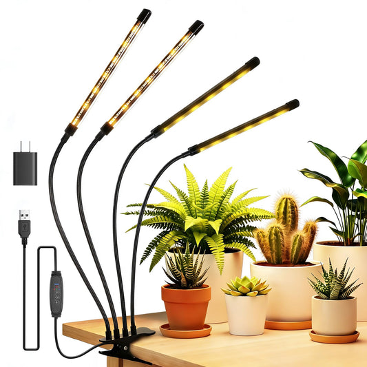 NEEWER ENTRY LEVEL VERSION Four Bar Grow Lights for Indoor Plants, Full Spectrum Clip Plant Growing Lamp with 160 Blue, Red, White LEDs, 3/9/12H Timer, Dimmable for Gardening Seed Starting Bonsai, N30