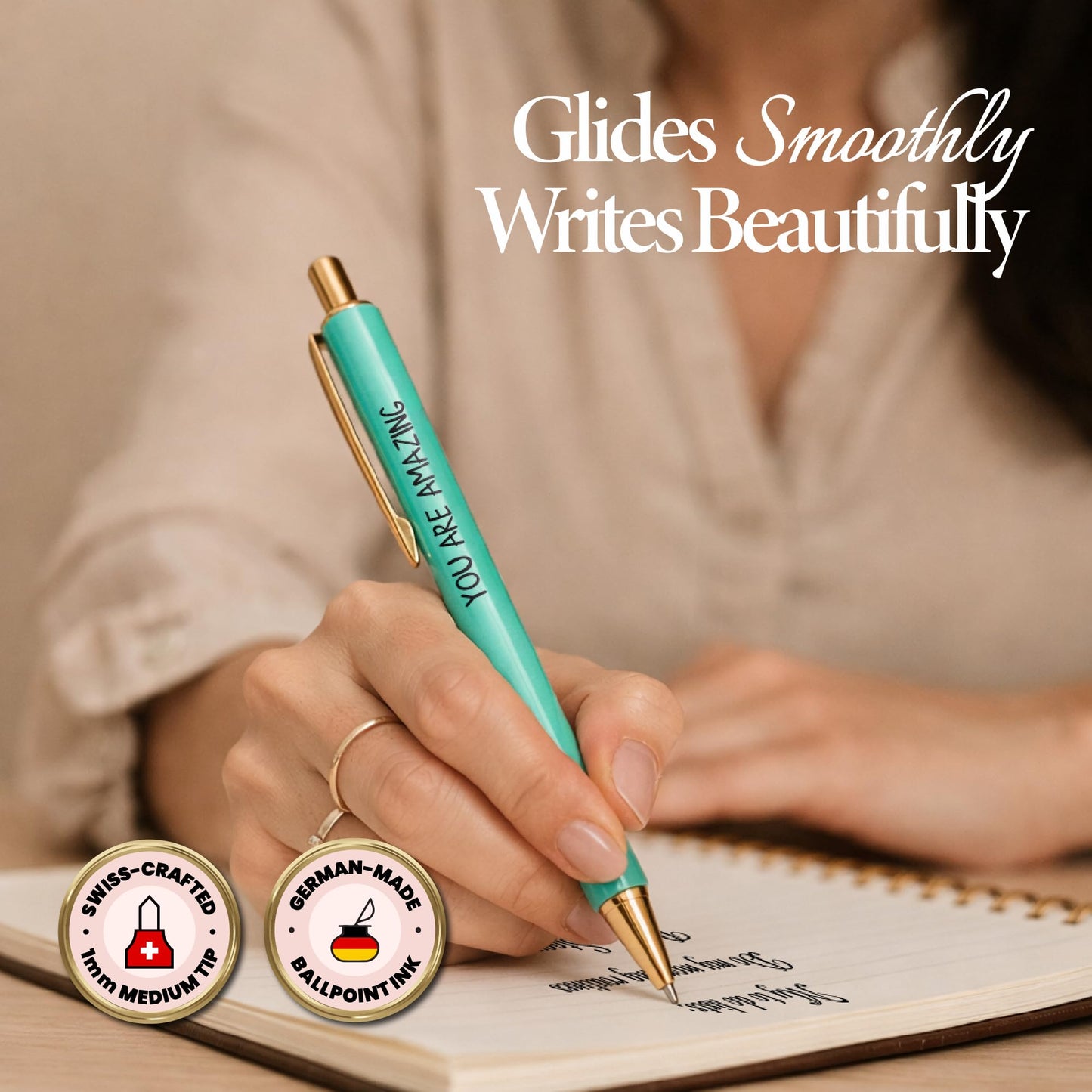 MESMOS 3Pcs Fancy Pen Sets for Women Gift, Administrative Professional Day Gifts, German-Ink, 1mm Tip, Cute Pens for Journaling No Bleed, Employee, Teacher Appreciation Gift, Thank You Gifts for Women