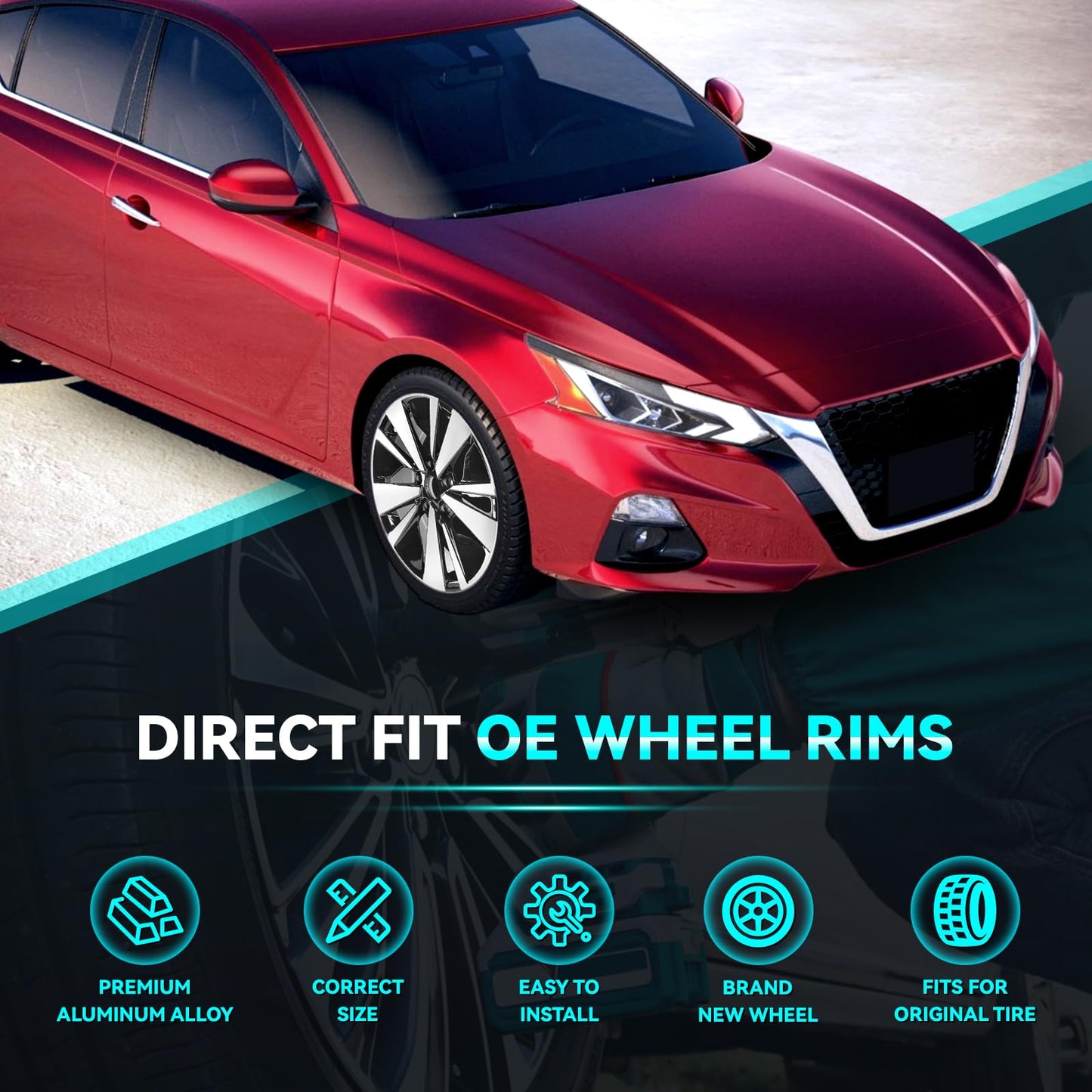 HOLUEKU 17x7.5 Inch New 17 Inch Premium Aluminum Alloy Wheel Rim Fits for 2019 2020 2021 2022 Nissan Altima SV SL, ALY62784U45N, OEM Design Replacement Rim