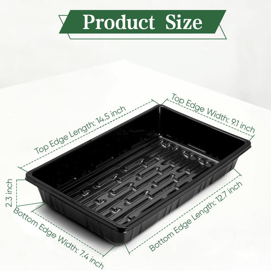 Sckee Upgraded 10 Pack Plant Growing Trays Seed Starting Tray Microgreens Growing Trays Seedling Plant Germination Starter Tray Transplant Fodder Flats, No Holes, No Leakage, Reusable (1015)