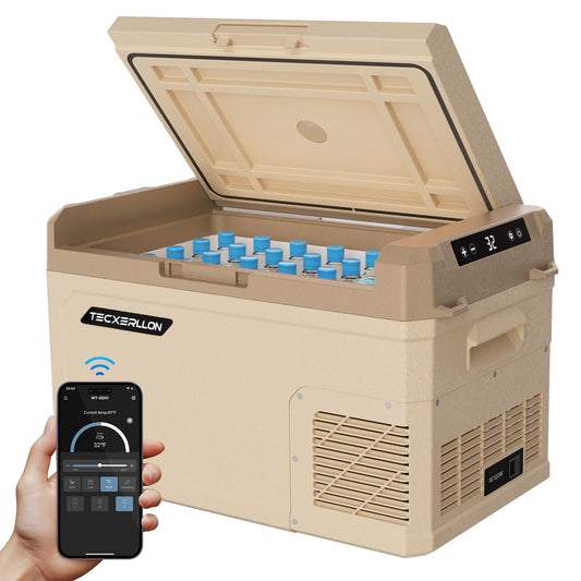 TECXERLLON 12V Refrigerator 30 Quart Portable Freezer, Electric Cooler for Vehicles Car Refrigerator 12V Portable Fridge for Car Camping Truck Van RV SUV Road Trip Travel