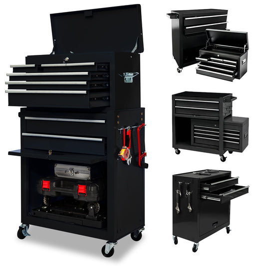 DUSACOM 8-Drawer High Capacity Rolling Tool Chest with Wheels, Big Tool Storage Removable Tool Box Combo, Tool Storage Cabinet