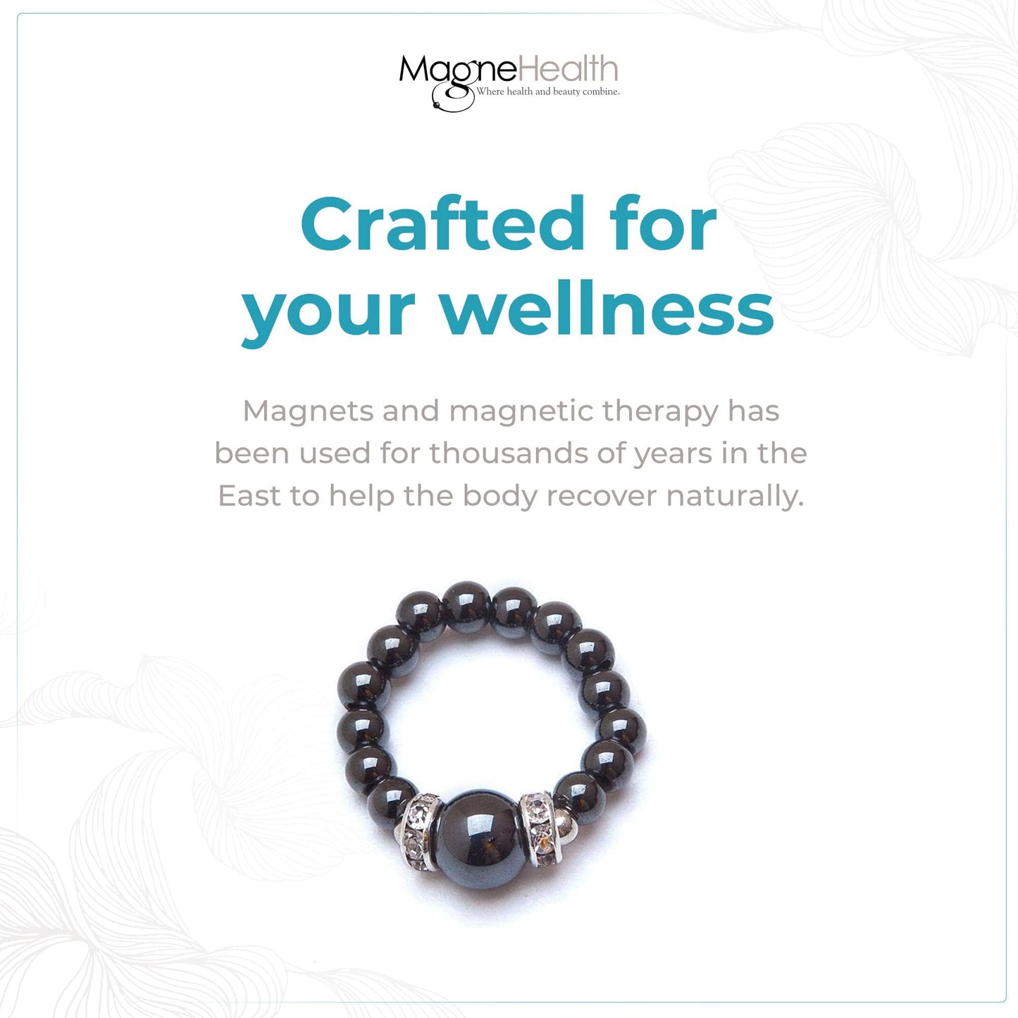 MAGNEHEALTH Black Magnetic Hematite Stretch Ring - Beaded Rings & Stretch Rings For Women, Finger Rings For Women, Aesthetic Rings & Magnet Rings For Acupressure Points - Small Ring Size, 6-7
