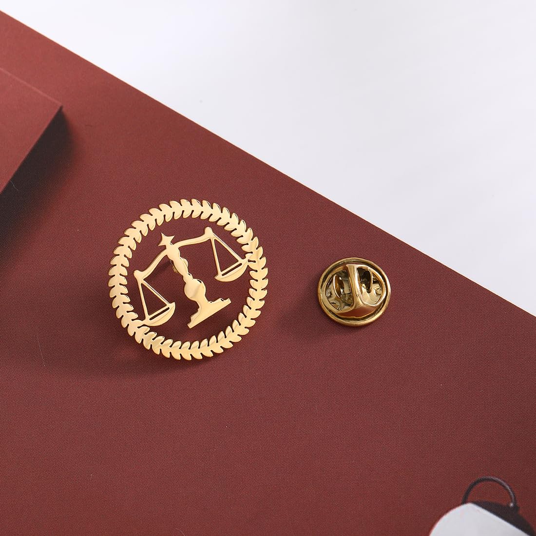 Metal Balance Badges Suit Brooch Libra Scales Brooches For Men (rose gold)