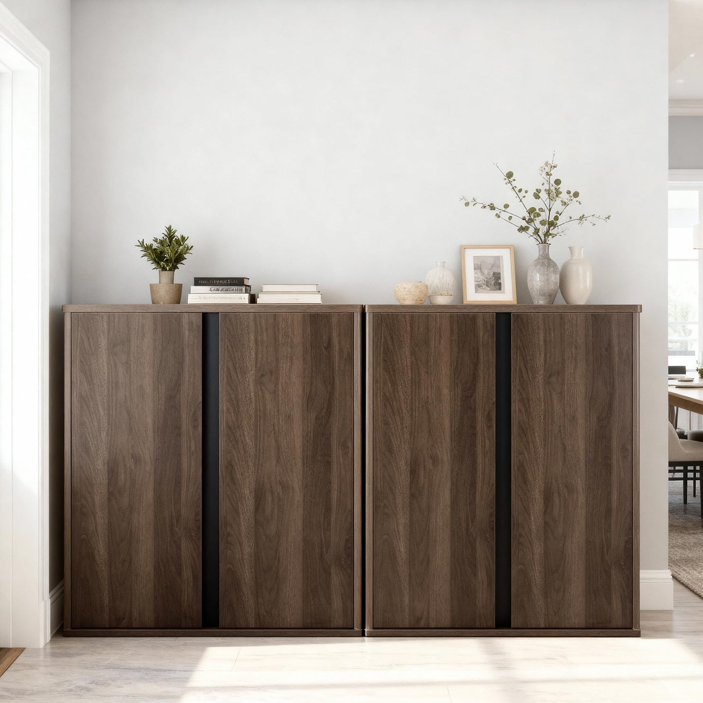 KISLOT 31.5" Sideboard Buffet Cabinet with Storage Modular Accent Display Kitchen Storage Cabinet Wood Coffee Bar Console for Living Room, Hallway, Kitchen, Dining Room,Walnut