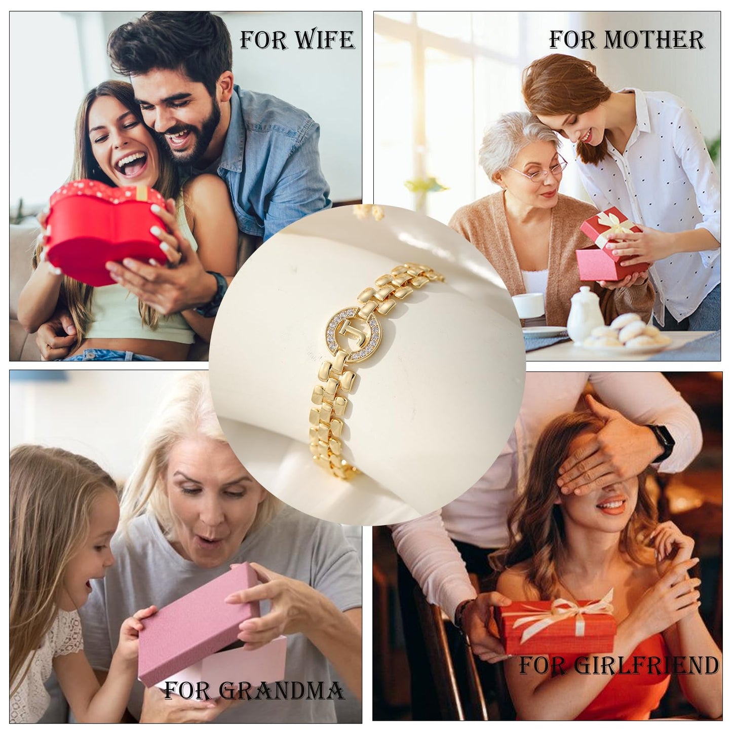 WEDDINEN Initial Bracelet,14K Gold Plated Letter Bracelets for Women, Thick Bangle Wrist Gold Alphabet Bracelet for Women, Christmas Gifts for Women Jewelry Initial E Charm Chain