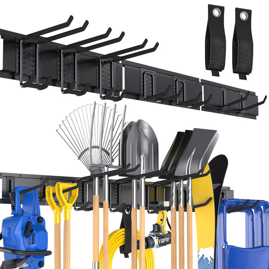GBEER Garage Storage, Wall Mount Tool Storage Rack, 48 Inch Heavy-Duty Garage Organization Hook Set with Adjustable Rails, Tool Organizers and Storage Broom Holder Wall Mount, Gifts for Men
