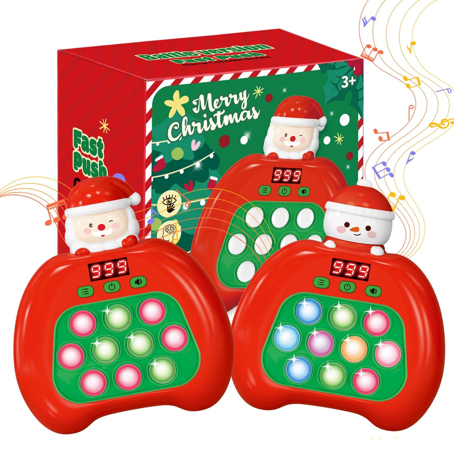 Fidget Toys for Kids, Handheld Puzzle Game with LED Screen & Multiplayer Mode, Sensory Toys for 3-12 Year Old Girls Boys, Fun Battle Gifts for Friends（Christmas）