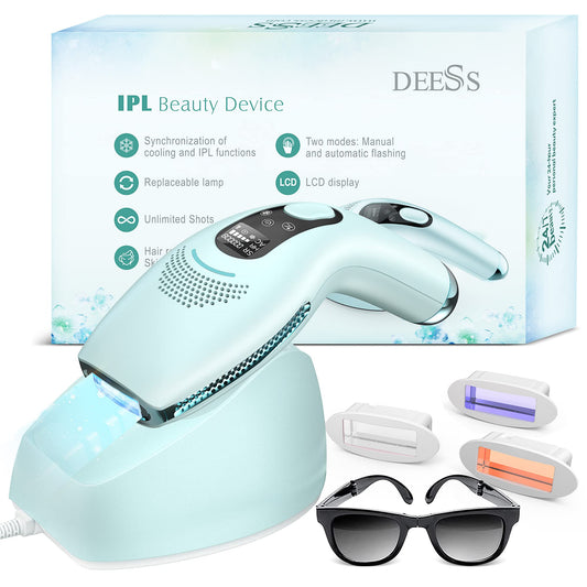 DEESS IPL Laser Hair Removal for Women & Men, GP590 Unlimited Flashes Laser Hair Removal Device with Ice Cooling, 3-in-1 at Home Painless Permanent Hair Remover for Face Arms Armpits Legs Bikini Body