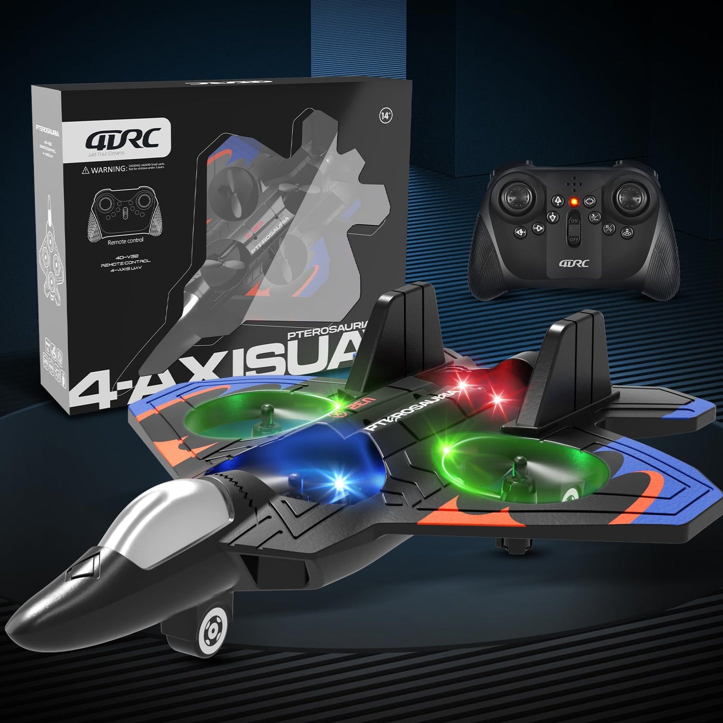 4DRC V32 Foam RC Planes with 3 Batteries, Remote Control Airplanes for Kids Adults 8-16, RC Drone Airplane Helicopter Jet with Light, 360° Flip, Stunt Roll, Airplane Toy Gifts for Kids Boys Adults