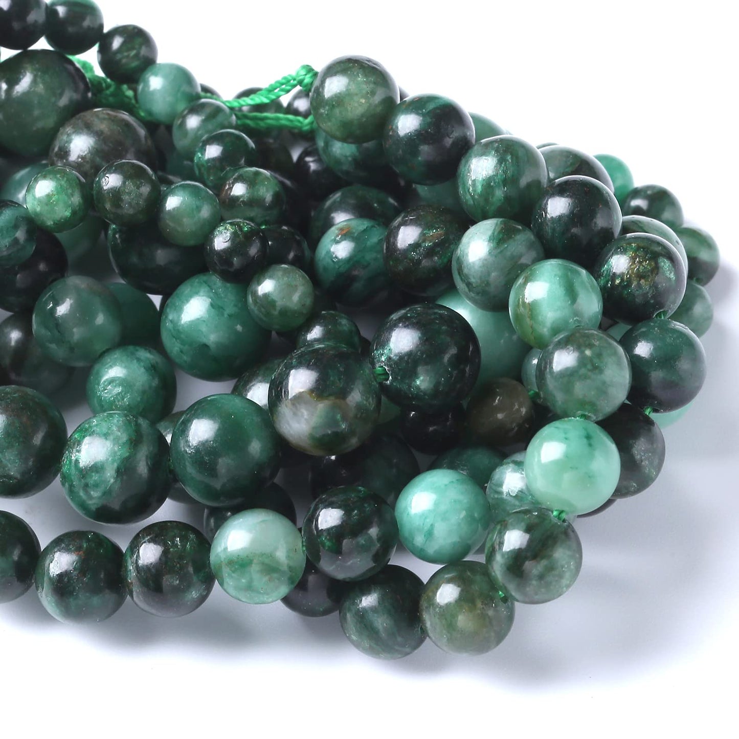 10mm 36pcs Natural Green Emerald Stone Beads Round Loose Beads AAA Energy Healing Power Stone Beads for Jewelry Making DIY Bracelet Necklace 15"(Green Emerald Stone, 10mm)