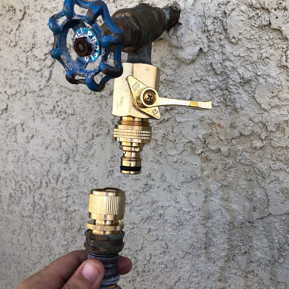 Garden Hose Quick Connector Water Hose Qucik Connect Garden Hose Connectors Brass Hose connectors Water Quick Connect Fittings 3/4" Inch GHT Solid Brass 6 Sets(6pcs Male Coupling 6pcs Female Nipple)