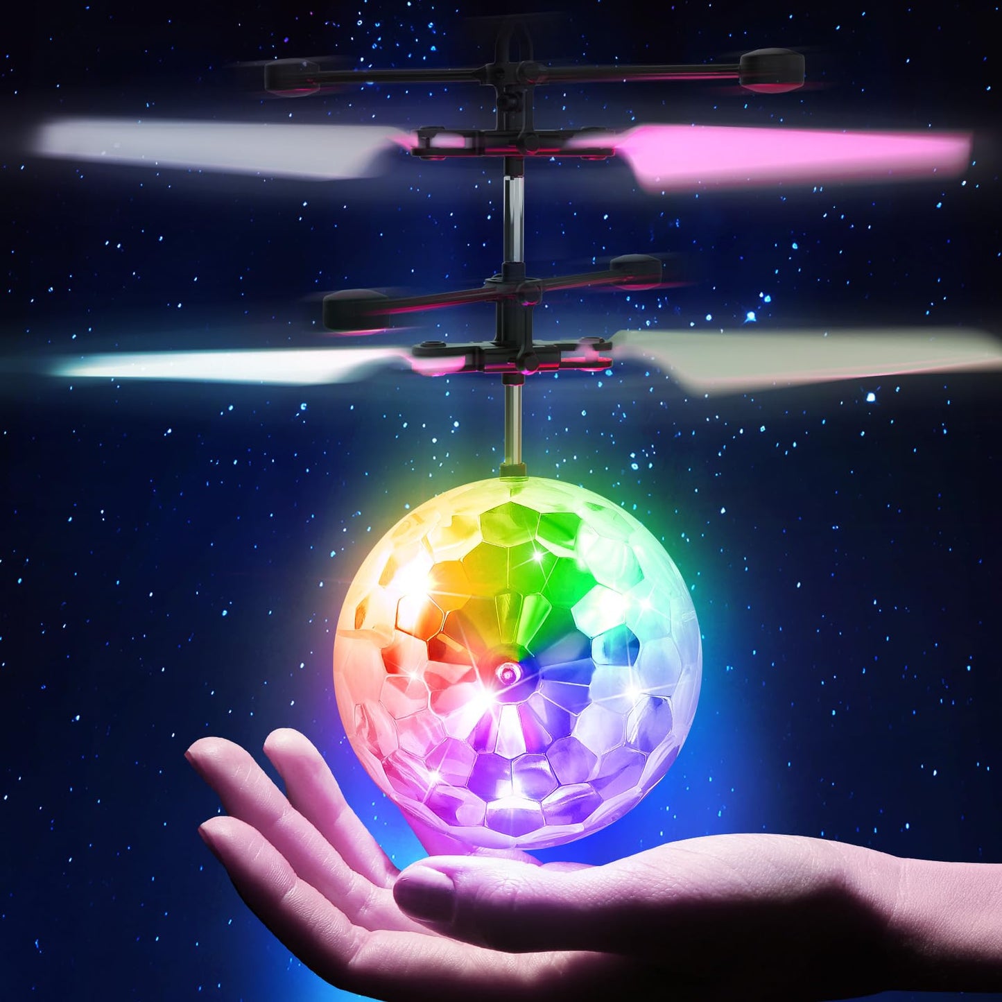 Ocditikl Flying Orb Ball, Rechargeable Flying Ball Toy with Remote, Light Up Orbiter Indoor Outdoor Christmas Toys Gifts for Birthday Boys Girls Ages 6 7 8 9 10+ Year Old